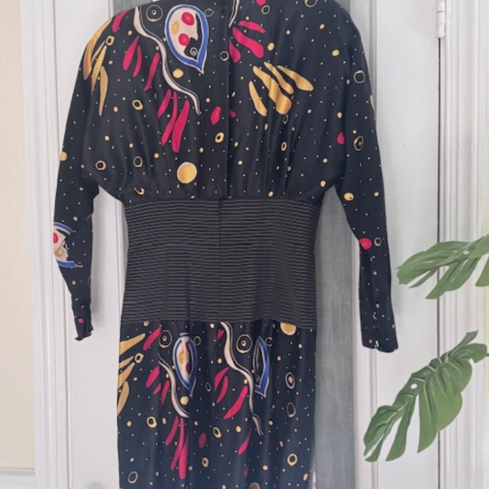 Ibe Vintage Silk Dress Celestial Moon Whimsigoth Artsy - Picture 6 of 10